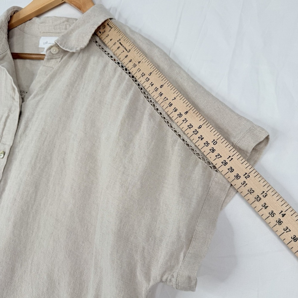 J Jill Love Linen top Women's Casual Short Sleeve 100% Linen Button Up SZ-L - Picture 4 of 16